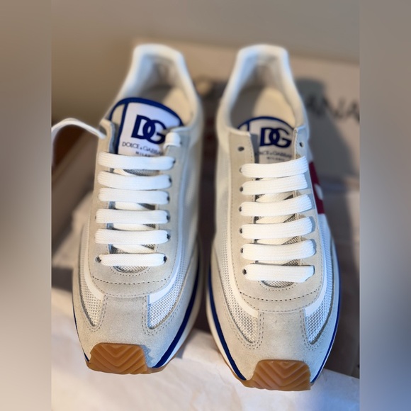 Dolce & Gabbana DG Logo Low-Top Sneaker | White Blue Red | TG 42 (US 9) - Picture 4 of 11